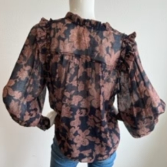 Melissa Nepton Copper Navy Lou Blouse sz Large - Picture 2 of 4